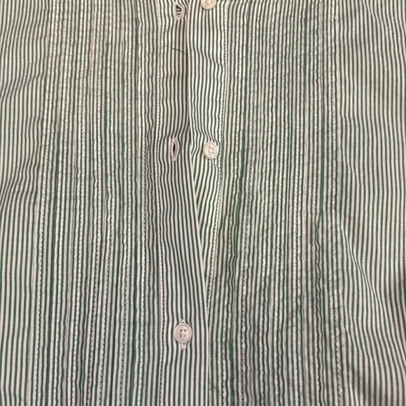 J crew striped button down green and white with ruffle XL and NWOT - Picture 3 of 4